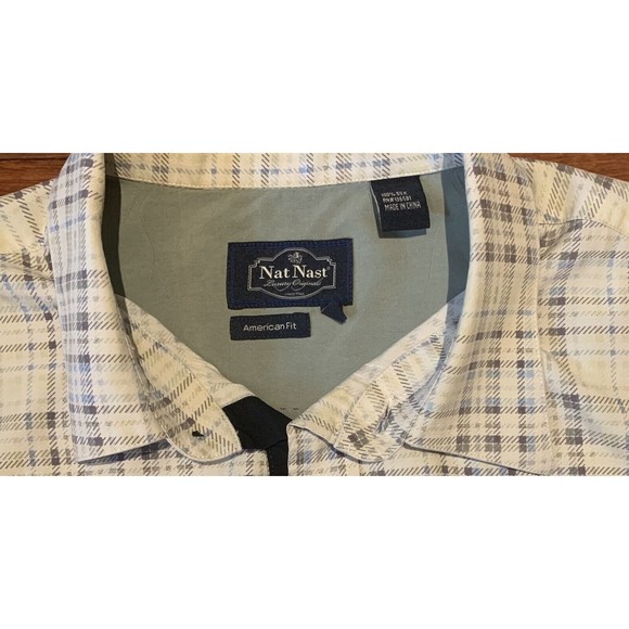 Nat Nast Men's Silk Shirt Plaid Size Large Short Sleeve American Fit FAST‎ SHIP - Picture 3 of 8